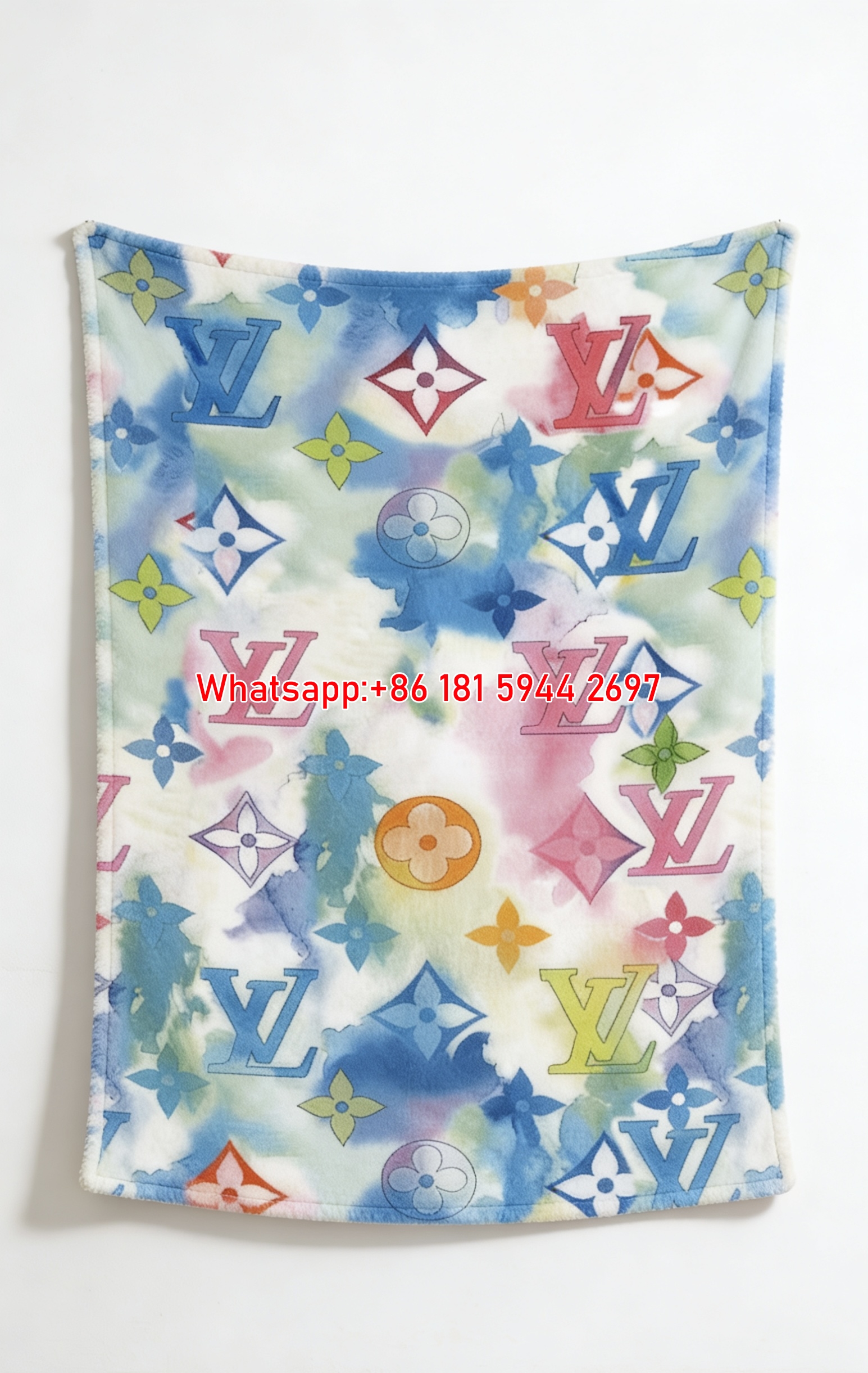 Pastel Rainbow LV Flannel Throw Blanket 416
